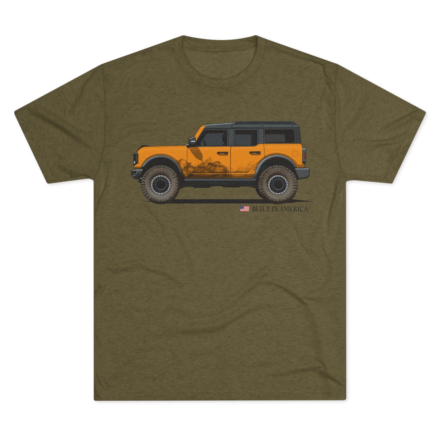 Ford Bronco Built in America - Cyber Orange Bronco - Unisex Tri-Blend Crew Tee