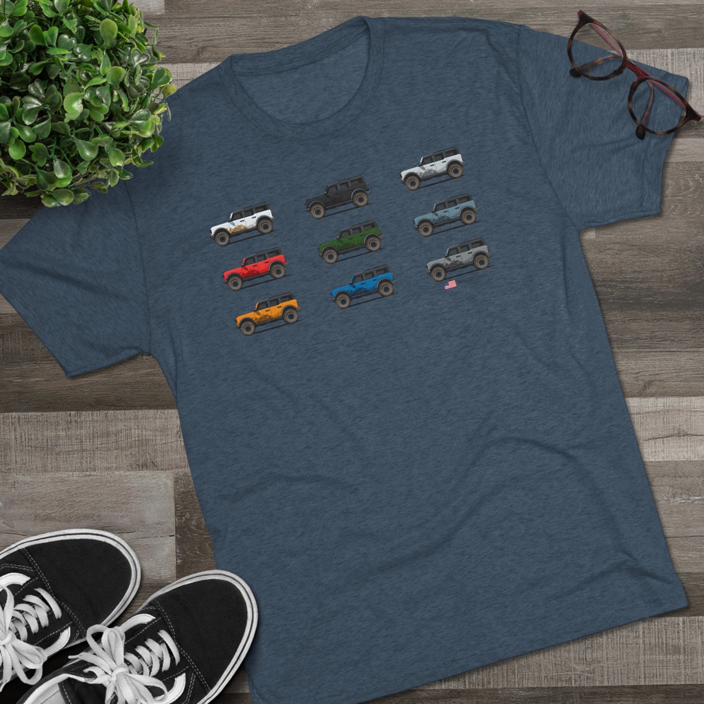 Ford Bronco Built in America - Factory Bronco Paint Colors - Unisex Tri-Blend Crew Tee