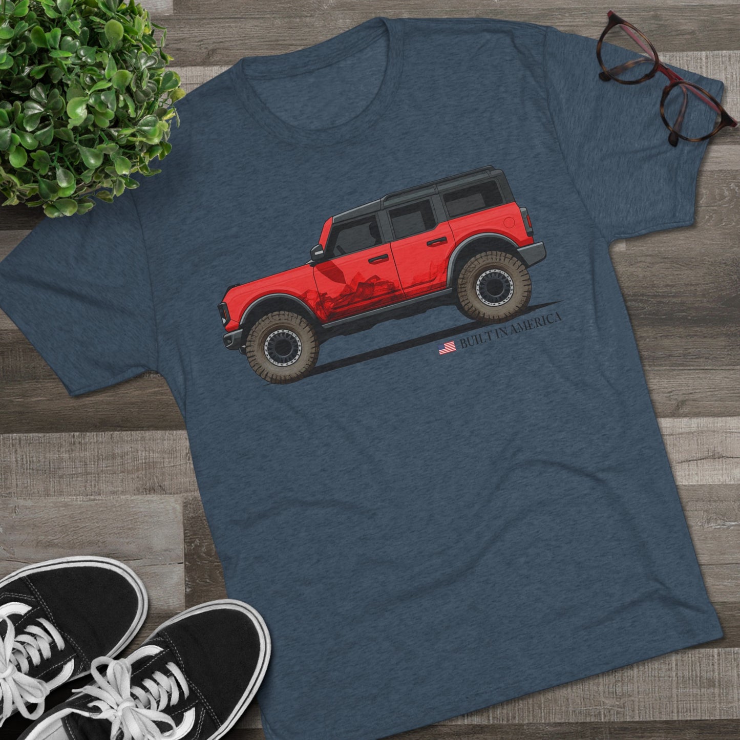Ford Bronco Built in America - Race Red Bronco - Unisex Tri-Blend Crew Tee