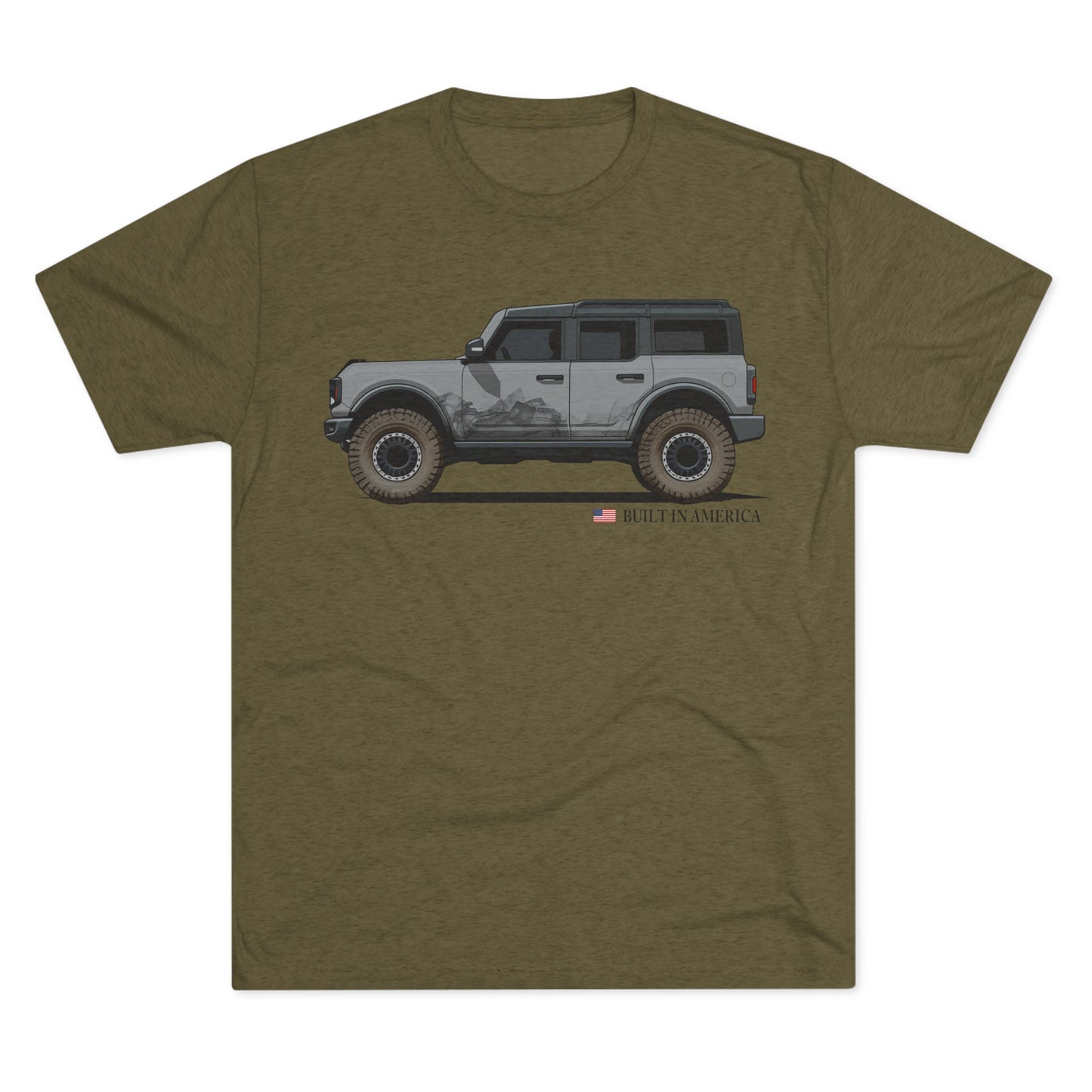 Ford Bronco Built in America - Cactus Gray Bronco - Unisex Tri-Blend Crew Tee