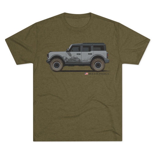 Ford Bronco Built in America - Cactus Gray Bronco - Unisex Tri-Blend Crew Tee