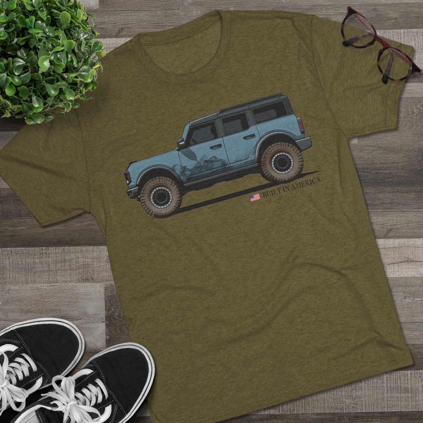 Ford Bronco Built in America - Area 51 Bronco - Unisex Tri-Blend Crew Tee