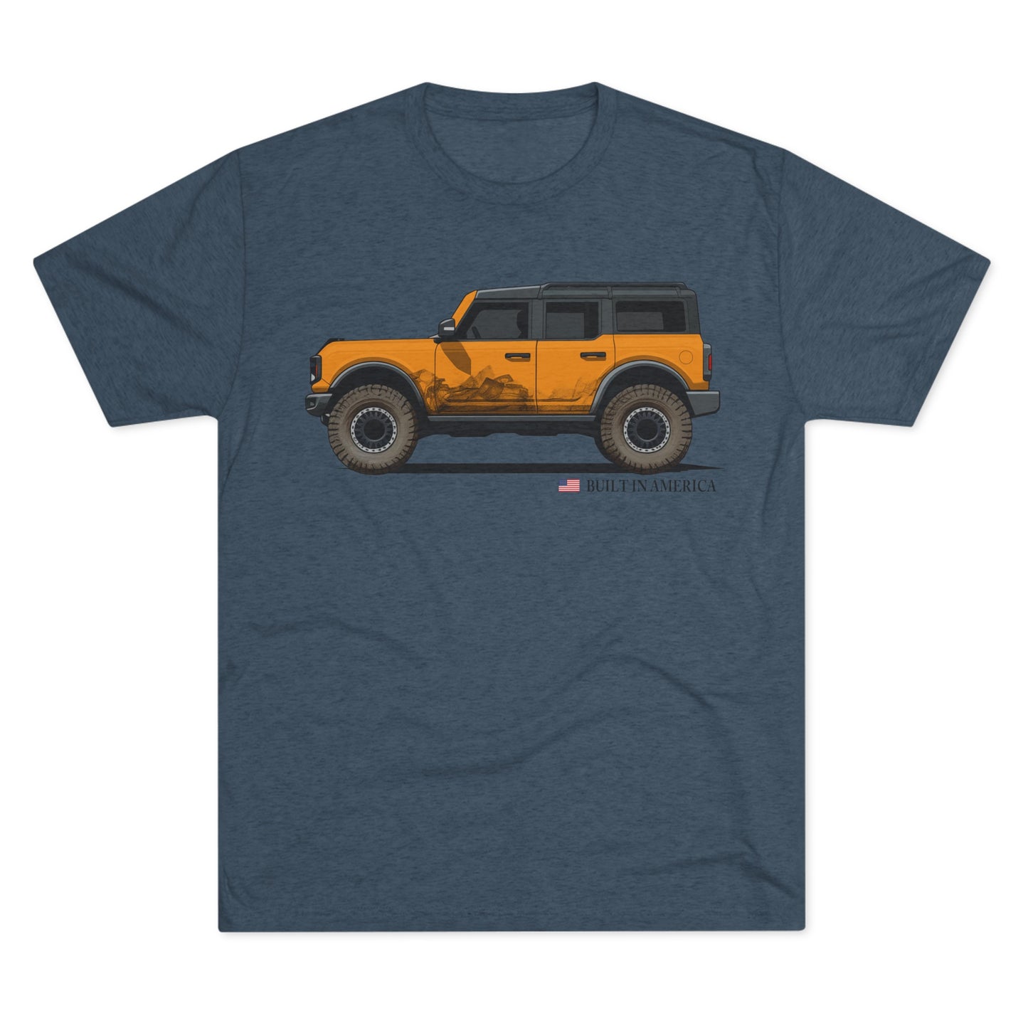Ford Bronco Built in America - Cyber Orange Bronco - Unisex Tri-Blend Crew Tee