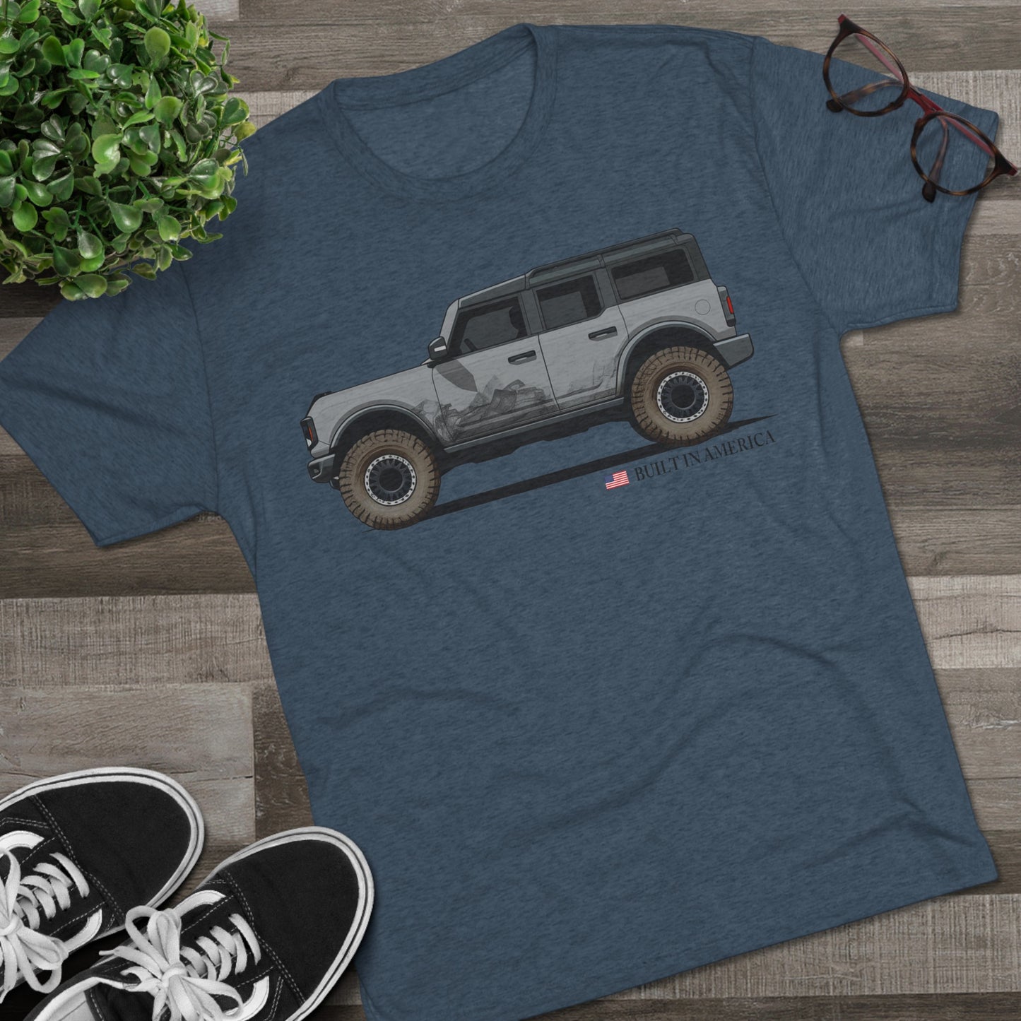 Ford Bronco Built in America - Cactus Gray Bronco - Unisex Tri-Blend Crew Tee