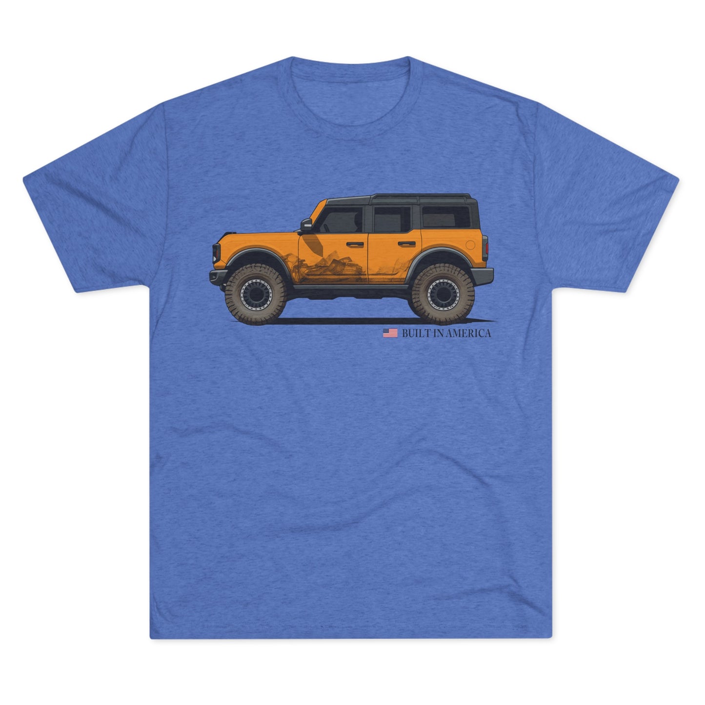 Ford Bronco Built in America - Cyber Orange Bronco - Unisex Tri-Blend Crew Tee