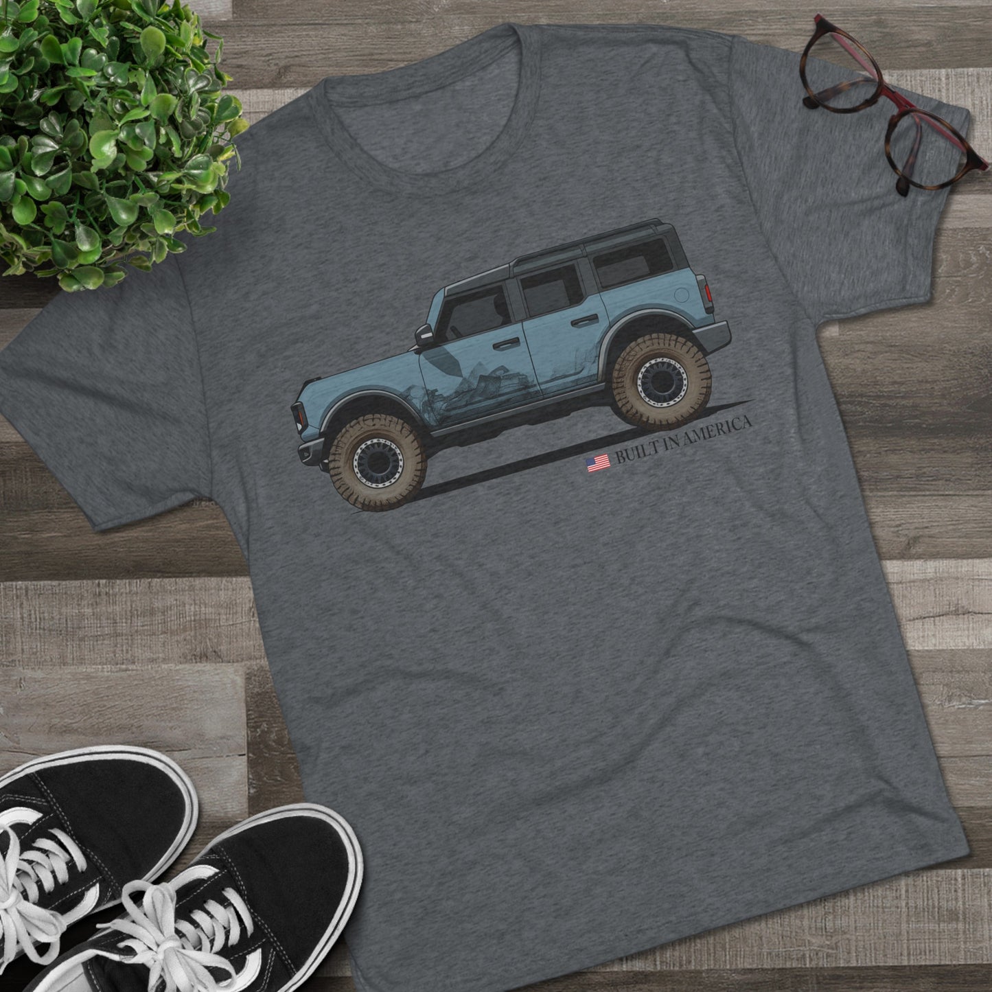 Ford Bronco Built in America - Area 51 Bronco - Unisex Tri-Blend Crew Tee