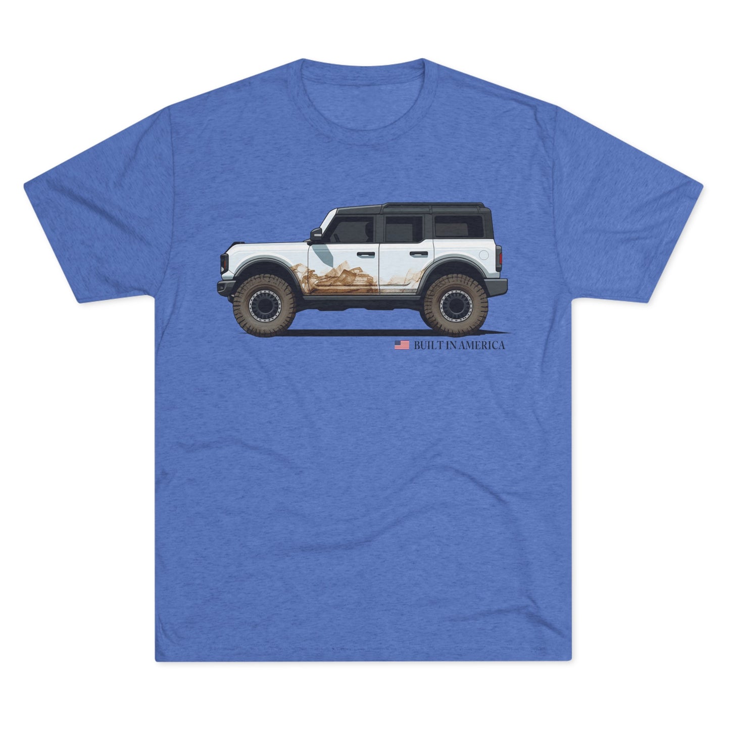 Ford Bronco Built in America - Oxford White Bronco - Unisex Tri-Blend Crew Tee