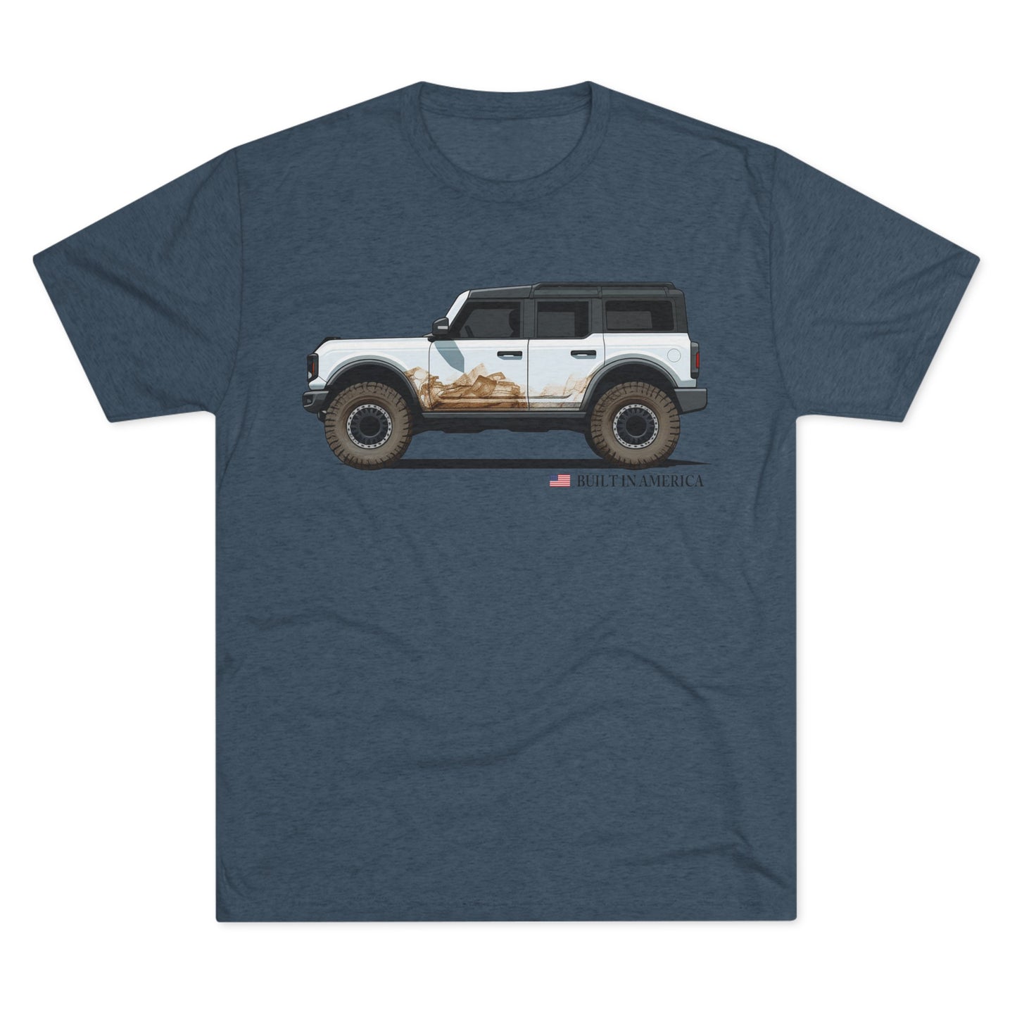 Ford Bronco Built in America - Oxford White Bronco - Unisex Tri-Blend Crew Tee